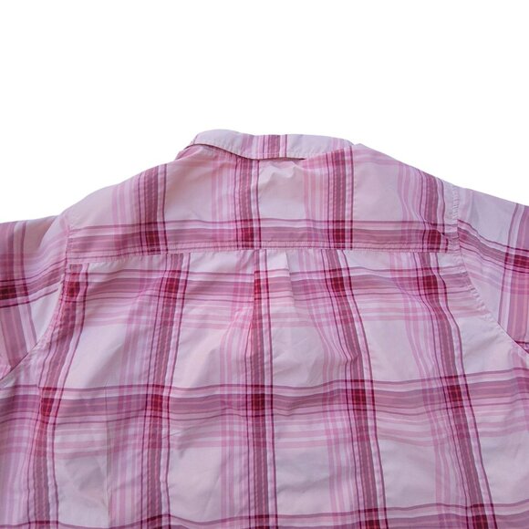 Eddie Bauer Womens Adventure Shirt XXL Pink Plaid Short Sleeve Button-Up Hiking - Picture 16 of 16